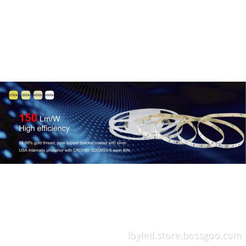 High efficiency LED strip 150lm/w DC24V